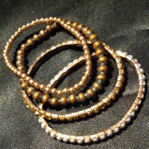 Elegant Gold and Brown Beaded Bracelet Set